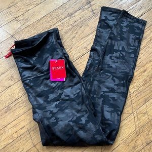 Spanx faux leather camo leggings